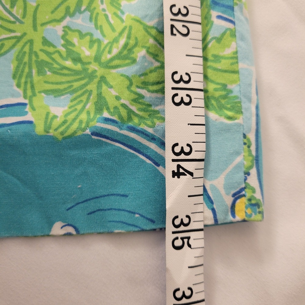 Lilly Pulitzer Pants Womens 10 Blue Green Poolside Palm Tree Crop Straight Leg - Picture 8 of 15